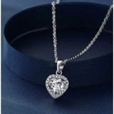 Created Moissanite 2.50ctw Halo Heart Necklace In Sterling Silver