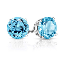 2.50 ctw Swiss Blue Topaz Stud Earrings In 14K White Gold