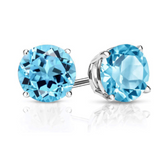 2.50 ctw Swiss Blue Topaz Stud Earrings In 14K White Gold
