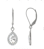 Stunning 3.00CTW DEW Pear Shape Moissanite Halo Drop Earrings in 14K White Gold Plated