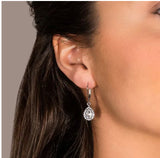 Stunning 3.00CTW DEW Pear Shape Moissanite Halo Drop Earrings in 14K White Gold Plated