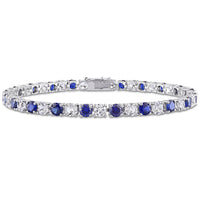 6.00ctw Created Blue & White Sapphire Tennis Bracelet in Sterling Silver