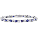 6.00ctw Created Blue & White Sapphire Tennis Bracelet in Sterling Silver