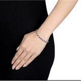 6.00ctw Created Blue & White Sapphire Tennis Bracelet in Sterling Silver