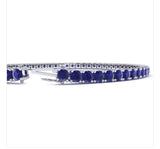 4 CTW Sapphire Tennis Bracelet In 14k White Gold Plate, Lab Grown