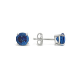 2.00 CTW Round Blue Quartz Stud Earrings in .925 Sterling Silver