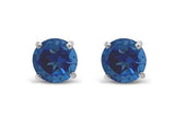 2.00 CTW Round Blue Quartz Stud Earrings in .925 Sterling Silver