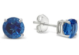 2.00 CTW Round Blue Quartz Stud Earrings in .925 Sterling Silver
