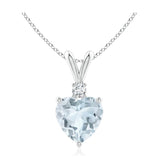 3CTW Heart-Shaped Aquamarine March Birthstone V-Bale Diamond Pendant