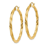 14k Yellow Gold 3mm Twisted Hoop Earrings