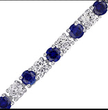 6.00ctw Created Blue & White Sapphire Tennis Bracelet in Sterling Silver