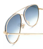 Jimmy Choo Triny Gold Blue Shaded Pilot Sunglasses