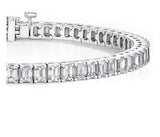 9 CTW Created Moissanite Emerald Cut Tennis Bracelet In 14kt White Gold Plate