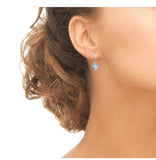 Icy Blue Aquamarine Heart Dangle Earrings in .925 Sterling Silver