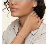 Beautiful 10.00 Ctw Created Moissanite Emerald Cut Bracelet In 14K White Gold Plate