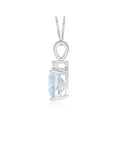 3CTW Heart-Shaped Aquamarine March Birthstone V-Bale Diamond Pendant