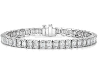 9 CTW Created Moissanite Emerald Cut Tennis Bracelet In 14kt White Gold Plate