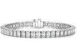 9 CTW Created Moissanite Emerald Cut Tennis Bracelet In 14kt White Gold Plate