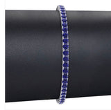 4 CTW Sapphire Tennis Bracelet In 14k White Gold Plate, Lab Grown