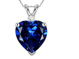 4.00 CTW Created Sapphire & Diamond Pendant In Sterling Silver