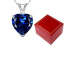 4.00 CTW Created Sapphire & Diamond Pendant In Sterling Silver