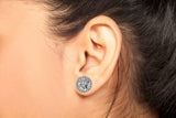 1.80 CTW Halo Created Moissanite Stud Earrings In 14K White Gold Plate