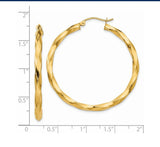 14k Yellow Gold 3mm Twisted Hoop Earrings