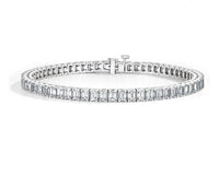 Beautiful 10.00 Ctw Created Moissanite Emerald Cut Bracelet In 14K White Gold Plate