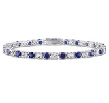 6.00ctw Created Blue & White Sapphire Tennis Bracelet in Sterling Silver