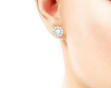 2.00 CTW Round Created Moissanite Floral Halo Stud Earrings in 14K over Sterling Silver