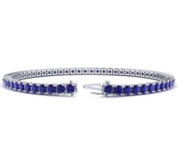 4 CTW Sapphire Tennis Bracelet In 14k White Gold Plate, Lab Grown