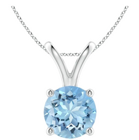 Stunning 2.00ctw Aquamarine Solitaire Pendant in 14k White Gold