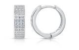 Huggie Hoop Three-Row Design Earrings in .925 Sterling Silver, Created Moissanite