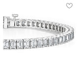 Beautiful 10.00 Ctw Created Moissanite Emerald Cut Bracelet In 14K White Gold Plate
