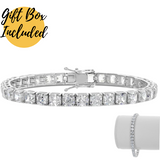 6CTW TW Created Asscher Cut Moissanite Bracelet in 14K White Gold Plate