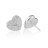 1.50CT TW Heart Stud Earrings in 14k White Gold Plate, Created Moissanite