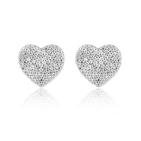 1.50CT TW Heart Stud Earrings in 14k White Gold Plate, Created Moissanite