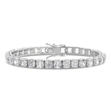 6CTW TW Created Asscher Cut Moissanite Bracelet in 14K White Gold Plate