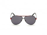 Guess Aviator Shiny Black Smoke Metal Sunglasses