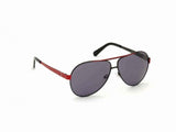 Guess Aviator Shiny Black Smoke Metal Sunglasses