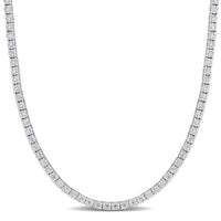 12.5 CTW Tennis Necklace in 18K White Gold Plate, Created Moissanite