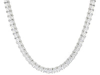 Dazzling 63.25ctw Ascher Cut Tennis Necklace in 14k Gold Plate