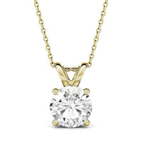 2 Carat Created Moissanite Solitaire Necklace in 14K Yellow Gold Setting