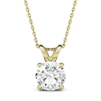 2 Carat Created Moissanite Solitaire Necklace in 14K Yellow Gold Setting