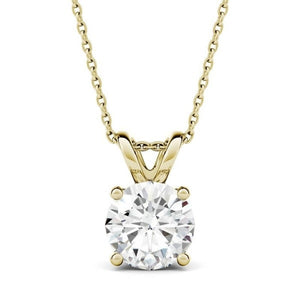2 Carat Created Moissanite Solitaire Necklace in 14K Yellow Gold Setting