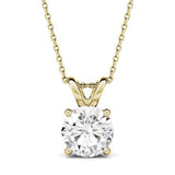 2 Carat Created Moissanite Solitaire Necklace in 14K Yellow Gold Setting