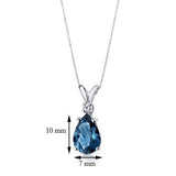 Elegant 3.00 CTW Topaz & Diamond Teardrop Solitaire Pendant in .925 Sterling Silver