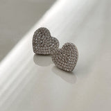 1.50CT TW Heart Stud Earrings in 14k White Gold Plate, Created Moissanite
