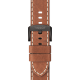 Tissot Men's Gent XL Stainless Steel Casual Brown Strap Black Dial Watch