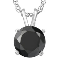 2ct Lab Grown Black Diamond Solitaire Pendant In 14K White Gold